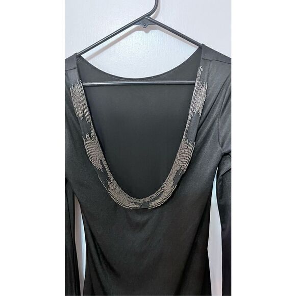 Parker Women's Silk Open Back Long Sleeve Bodycon Mini Dress Black Size Small - Picture 7 of 13